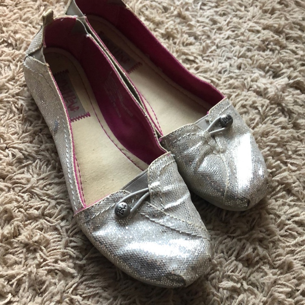 Sparkly shiny slip on shoes